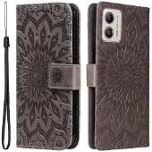 SKALO Motorola Moto G53 5G Mandala lompakkokotelo - Harmaa