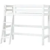 Hoppekids ECO Luxury keskikorkea sänky 70x160cm, kaltevat portaat - valkoinen White