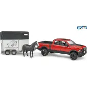 Bruder Spielwaren Dodge RAM Power Wagon -avolava, hevostraileri ja hevonen, 1:16