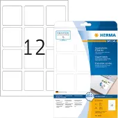 Herma 10109, Valkoinen, Pyöristetty neliö, Irroitettava, Paperi, Matta, Laser/Inkjet