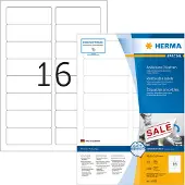 Herma 10303, Valkoinen, Pyöristetty suorakulmio, Irroitettava, Paperi, Matta, Laser/Inkjet