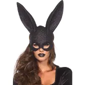 Vuxen Black Glitter Rabbit Mask
