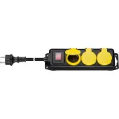 Goobay 3-Way Outdoor Power Strip 3m kaapelilla - musta / keltainen