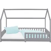 ECD-Germany Lasten sängyn putoamissuoja Lasten harmaa sänky Puusänky 200x90cm Mänty Puu
