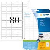 Herma 4336, Valkoinen, Itse kiinnittyvä tulostintarra, A4, Paperi, Laser/Inkjet, Kiinteä