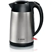 Bosch TWK3P420, 1,7 L, 2400 W, Musta, Ruostumaton teräs, Ruostumaton teräs, Veden tason ilmaisin, Ylikuumenemissuoja
