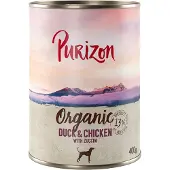 Purizon 6x400g Organic ankka ja kana kesäkurpitsalla koiran märkäruoka