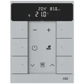 ABB 6-OSAINEN PAINIKETAULU HUONETERMOSTAATILLA, CO2, RH% JA VOC, TENTON, ALUMIINI (SBC-F-6.0.1-83)
