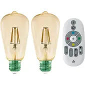 Eglo E27 LED-Z ST64 4.9W 500LM 2200K 2 KPL KELTAINEN KAUKOSÄÄTIMELLÄ B.-Z