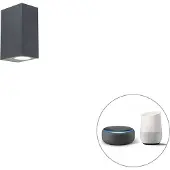 QAZQA Älykäs seinävalaisin tummanharmaa IP44 sis. 2 Wifi GU10 - Baleno