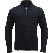 Devold Unisex Nansen Sweater Zip Neck Dark Blue Melange Pitkähihaiset paidat XS