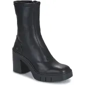Art for woman. 119731101003_001 Black leather ankle boots -Heel height: 9cm (41), 8 to 10 cm, Zip, Casual