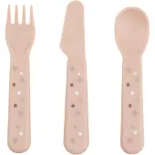 Done by Deer Happy Dots foodie ruokailuvälinesetti 3 osaa Puuteri