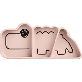 Done by Deer Silicone Stick&Stay Snack Plate Croco Powder - Pink - ONE SIZE