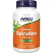 Now , Luonnollinen Spiruliina, 500 mg, 120 Veg Pillereitä