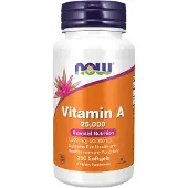 Now , Vitamiini A, 7 500 mcg (25 000 IU), 250 Softgelia