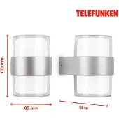 Telefunken LED-seinävalaisin hopea IP44 16W 4000K ylös ja alas ulkojulkisivuvalaisin