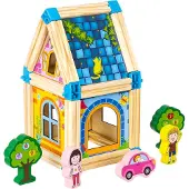Ecotoys Puiset rakennuspalikat lapsille 3+ - 128 osaa, luova leikki