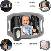 Reer Babyview Led Car Safety Mirror With Light - Grey - ONE SIZE