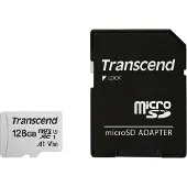 Transcend 300S 128 Gt microSDXC UHS-I U3 V30 A1 -muistikortti + SD-adapteri, hopea