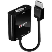 Lindy 38285, 0,1 m, HDMI-tyyppi A (vakio), VGA (D-Sub), Uros, Naaras, Suora