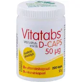 Vitatabs D-Caps 50 µg 200 kaps. ravintolisä