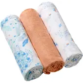 Babyono Pack 3 Muselinas Cotton 70x70 Cm Leaves Monivärinen