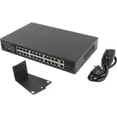Lanberg 24-porttinen Kytkin, 1GB POE+/2X GB 2X SFP RACK 19” Gigabit Ethernet 2