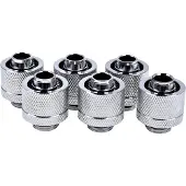 Alphacool 16/10mm Eiszapfen ruuviliitin, suora, G1/4, 6-pack, hopea