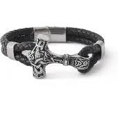Lykken Viking Thorin vasara punottu nahkarannekoru 20 cm
