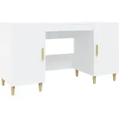 vidaXL Työpöytä valkoinen 140x50x75 cm tekninen puu
