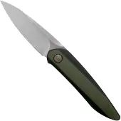 We Knife Black Void Opus kääntöveitsi, black ti with green G10 inlay