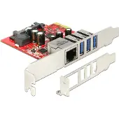 DeLOCK – PCI Express Card to 3 x external USB 5 Gbps + 1 x external Gigabit LAN - Low Profile Form (89382)