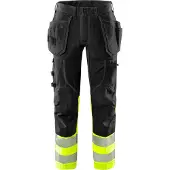 Fristads High vis rakentajan stretch housut lk 1 2608 FASG, keltainen/musta, C152