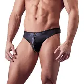 Svenjoyment Underwear - miesten stringit vetoketjulla strassit musta - 2XL