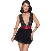Cottelli collection Cottelli Bondage Babydoll Sidontaremmeillä - Musta - XL
