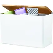 TESA Baboo Säilytyslaatikko kannellinen, itsekiinnittyvä, valkoinen/bambu