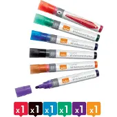 Nobo Liquid Ink -valkotaulukynät, pyöreä kärki, värilajitelma, 6 kpl