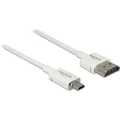 DeLOCK High Speed Slim HDMI - Micro HDMI -kaapeli, jossa Ethernet, 4K, 2 m, valkoinen