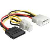DeLOCK – Cable Power Molex 4 pin male > SATA 15 pin female + P4 male (60127)