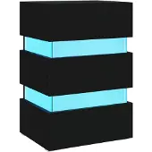 vidaXL Yöpöytä LED-valoilla musta 45x35x67 cm puupohjainen materiaali