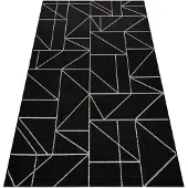 Rugsx Matto string sizal floorlux 20605 musta / hopea kolmiot, geometrinen