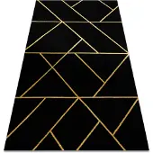 Rugsx Matto emerald yksinomainen 1012 glamouria, tyylikäs geometrinen musta / kulta-