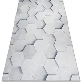 Rugsx Andre 1180 matto hunajakennokuvio, kuusikulmio 3d liukumaton - harmaa
