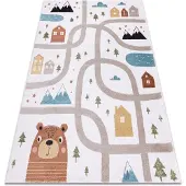 Rugsx Alfombra FUN Polar para niños calles, bosque, crema 180x270 cm