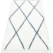 Rugsx Matto union 3683 säleikkö, trellis kerma / sininen tupsut berbery marokkolain