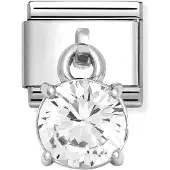 Nomination Classic Silvershine white round 331812/09