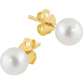 Lykken Pearls kullatut helmikorvakorut hopea 6 mm