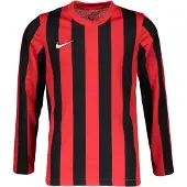 Nike Pelipaita Dri-FIT Striped Division IV - Punainen/Musta/Valkoinen Pitkähihainen Lapset, koko S: 128-137 cm