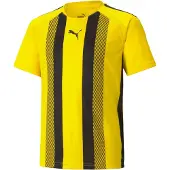 Puma Teamliga Striped Jersey Jr Cyber Yellow-Black, koko 152 cm